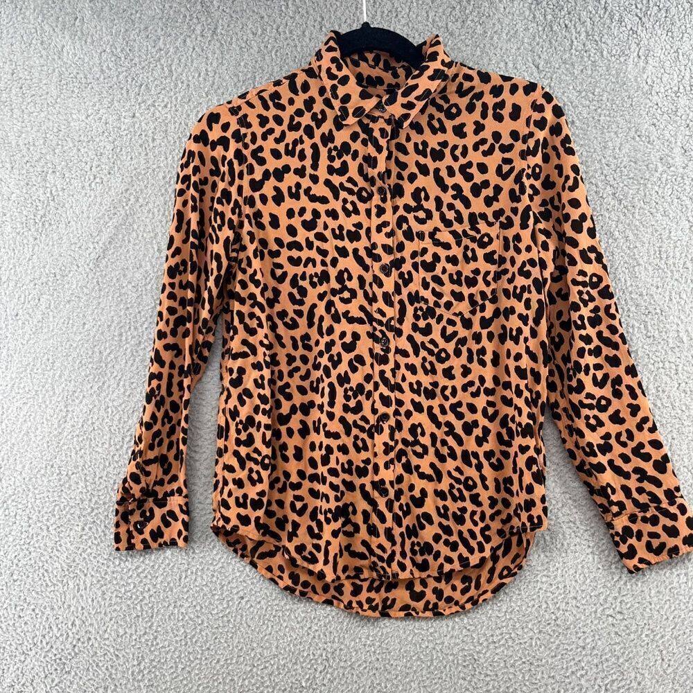 RAILS Kathryn Button Down Leopard Print Blouse To… - image 4